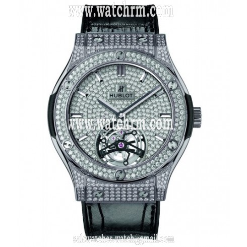 Hublot Classic Fusion Tourbillon Diamond Pave Titanium Men's Automatic Watch 505.NX.9010.LR.1704