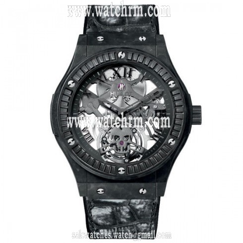 Hublot Classic Fusion Tourbillon Skeleton Black Skull Carat Dial Skeleton Men's Sports Watch 505.UC.0140.LR.1900.SKULL