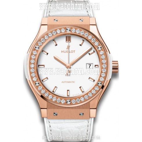 Hublot Classic Fusion White Dial 18 Carat Rose Gold Case Automatic Ladies Watch 542.OE.2080.LR.1204