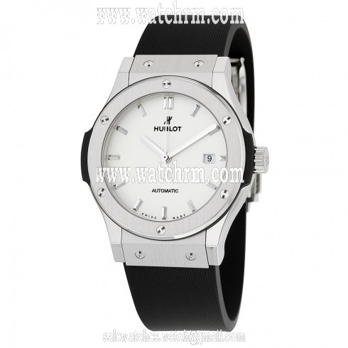 Hublot Classic Fusion White Dial Black Rubber Men's Watch 542NX2611RX