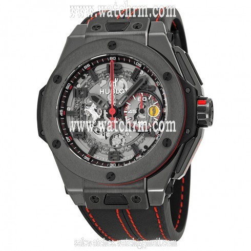 Hublot Ferrari All Black LIMITED Automatic Openwork Dial Black Ceramic Men's Watch