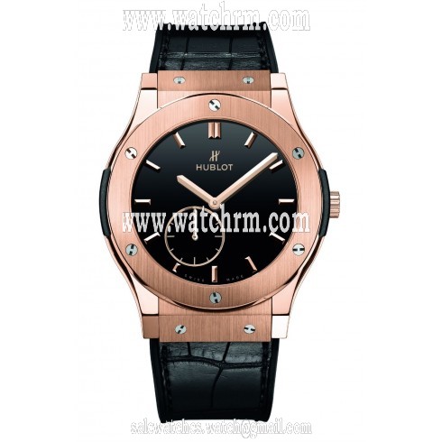 Hublot King Gold Black Dial Black Leather Band 18k Rose Gold Automatic Men's Watch 545.OX.1280.LR
