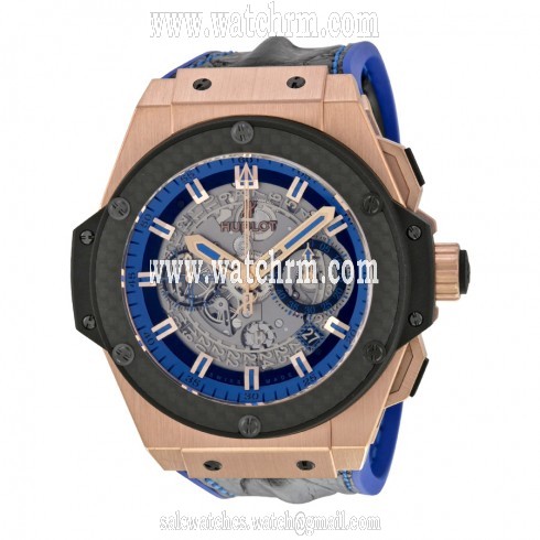 Hublot King Power Unico Gold Skeleton Sapphire Dial Automatic Men's Watch 701OQ0119HR