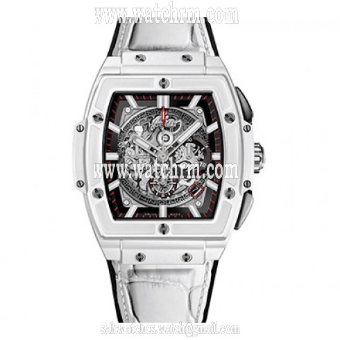 Hublot Spirit of Big Bang Skeleton Dial White Ceramic Chronograph Men's Watch 601.HX.0173.LR