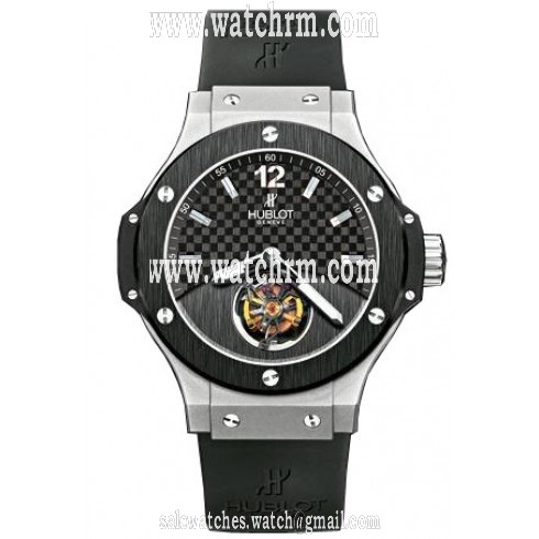 Hublot Tourbillion Solo Bang Black Carbon Fiber Dial Platinum Black Rubber Men's Watch 305.TM.131.RX
