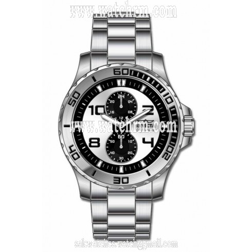 Invicta Signature Silver and Black Dial Stainless Steel Men's Watch 7013