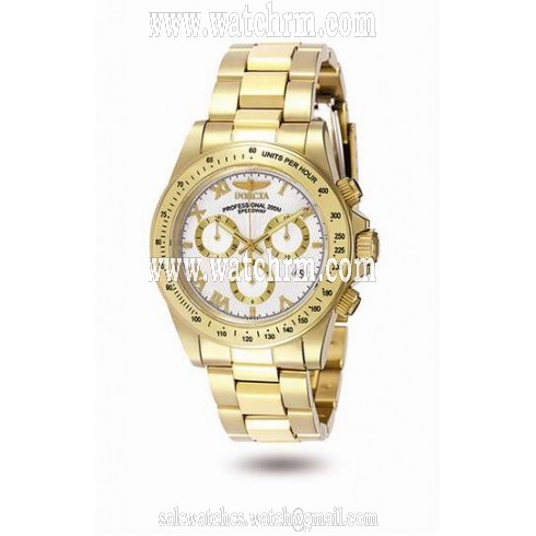 Invicta Speedway Chronograph White Dial 18kt Gold-plated Men's Watch 7030
