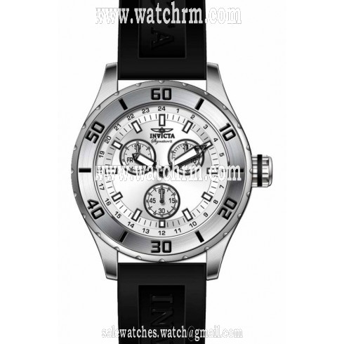 Invicta Signature Chronograph Silver Dial Black Polyurethane Men's Watch 7053