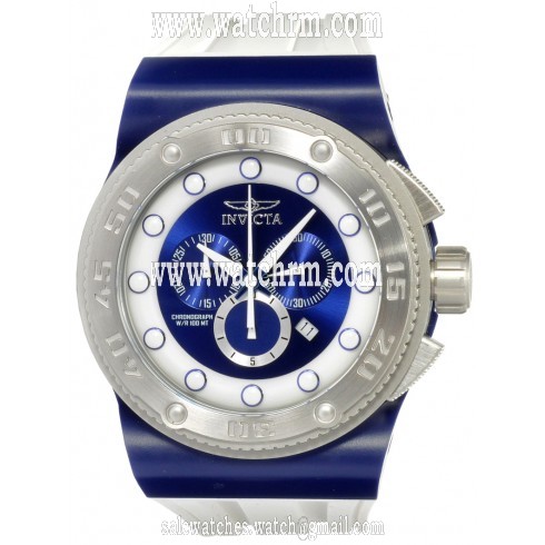 Invicta Akula Chronograph Blue and White Dial White Rubber Men's Watch 12326