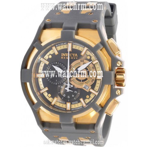 Invicta Akula Chronograph Grey and Gold Dial Grey Polyurethane Men's Watch 0637