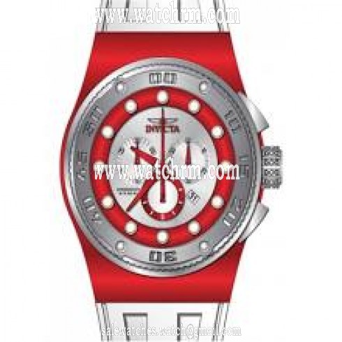 Invicta Akula Chronograph Silver Dial Red Accent White Rubber Men's Watch 12318