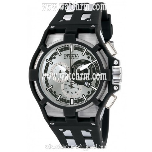Invicta Akula Reserve Chronograph Silver Dial Black Polyurethane Men's Watch 14011