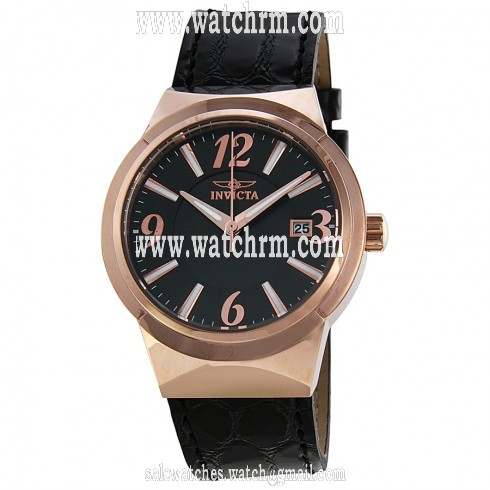 Invicta Angel Black Dial Black Leather Ladies Watch 15413