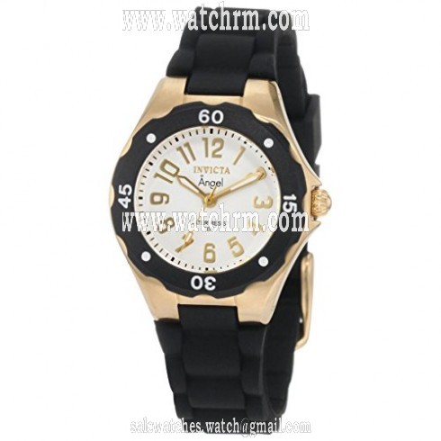 Invicta Angel Black Dial Black Polyurethane Ladies Watch 1629