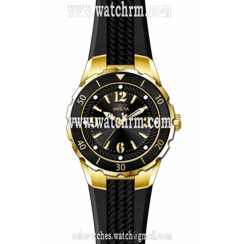 Invicta Angel Black Dial Black Polyurethane Ladies Watch 17486
