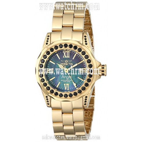 Invicta Angel Black Mother of Pearl Dial Gold-tone Ladies Watch 15054