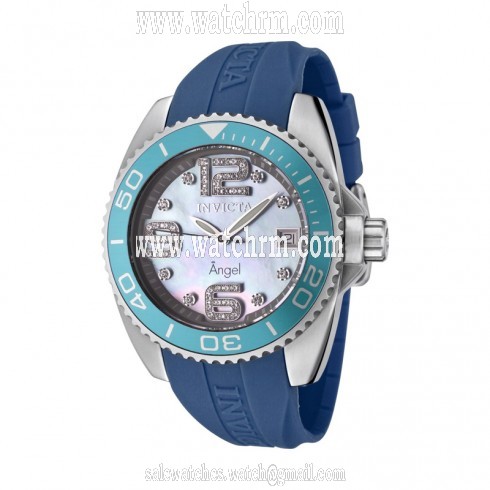 Invicta Angel Blue Rubber Strap Ladies Watch 0496