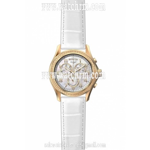 Invicta Angel  Chronograph Mother of Pearl Dial White Leather LadiesWatch 12991