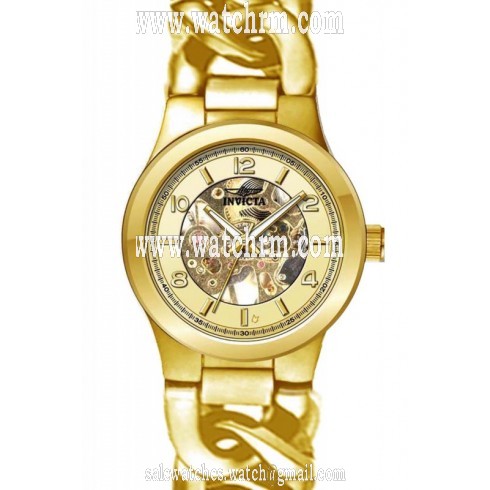 Invicta Angel Gold Skeleton Dial Gold-tone Twist Ladies Watch 17251
