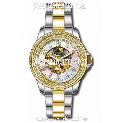 Invicta Angel Mechanical Skeletal Dial Two-tone Ladies Watch 16702