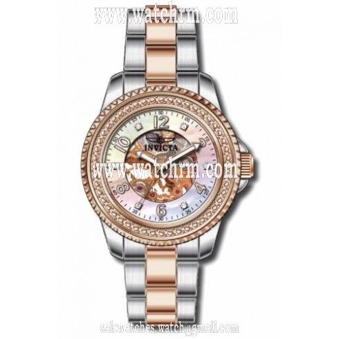 Invicta Angel Mechanical Skeletal Dial Two-tone Ladies Watch 16703