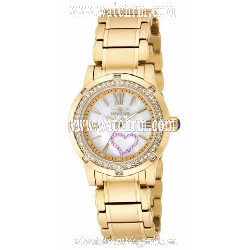 Invicta Angel Mother of Pearl Dial 18kt Gold-plated Ladies Watch 18605