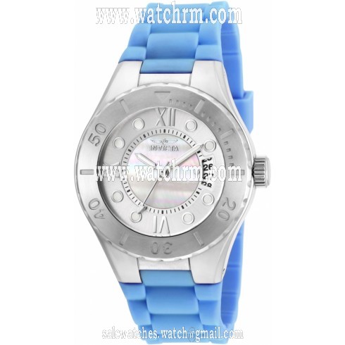 Invicta Angel Mother of Pearl Dial Blue Silicone Ladies Watch 19392