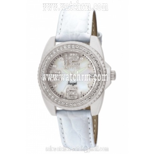 Invicta Angel Mother of Pearl Dial White Leather Ladies Watch 1119