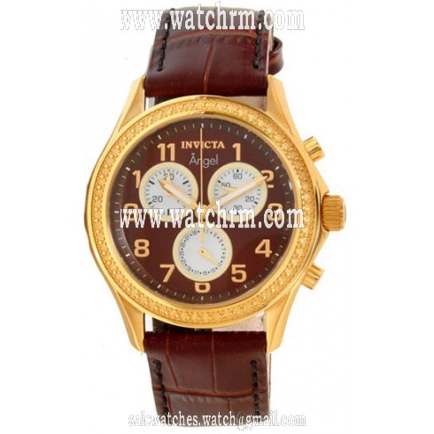 Invicta Angel Multi-Function Brown Dial Brown Leather Ladies Watch 12989