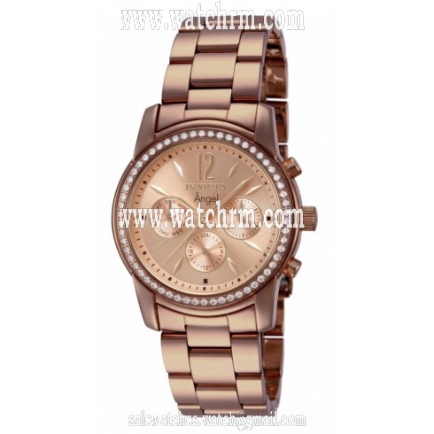 Invicta Angel Multi-Function Pink Dial Brown Ion-plated Ladies Watch 11773