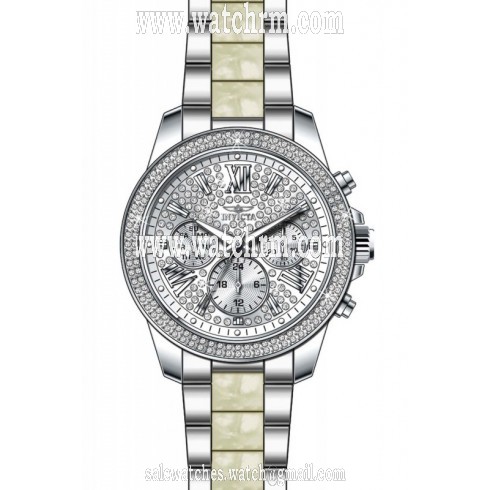 Invicta Angel Multi-Function Silver Crystal-set Stainless Steel  and Pearl Tortoise-shell Ladies Watch 20507