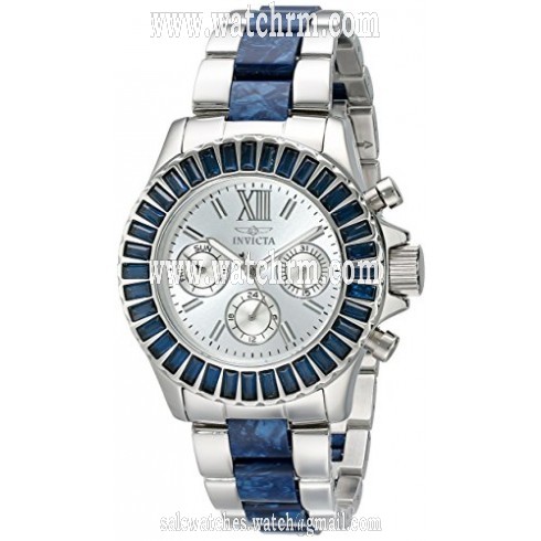 Invicta Angel Multi-Function Silver Dial Stainless Steel Blue Acetate Ladies Watch 18869