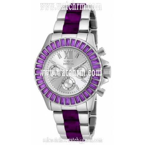 Invicta Angel Multi-Function Silver Dial Stainless Steel Purple Acetate Ladies Watch 18870