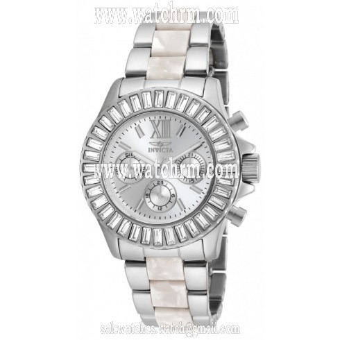 Invicta Angel Multi-Function Silver Dial Stainless Steel with Horne Plastic Ladies Watch 18867