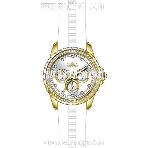 Invicta Angel Multi-Function Silver Dial White Polyurethane Ladies Watch 21900