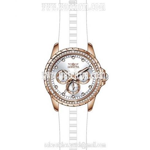 Invicta Angel Multi-Function Silver Dial White Polyurethane Ladies Watch 21901