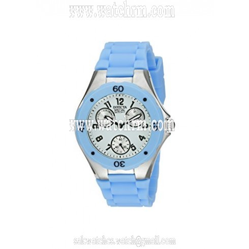 Invicta Angel Multi-Function White Dial Light Blue Silicone Ladies Watch 18795