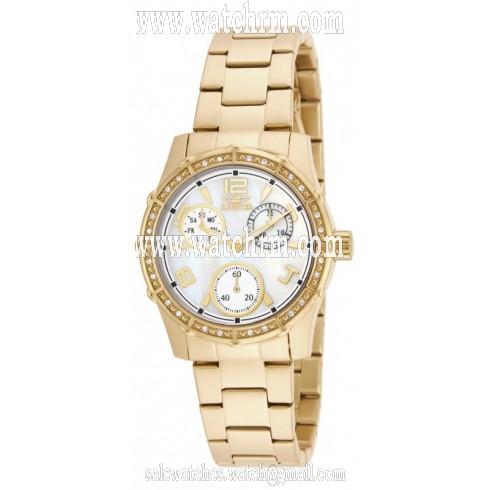 Invicta Angel Multi-Function White Mother of Pearl Dial Gold-plated Ladies Watch 16121