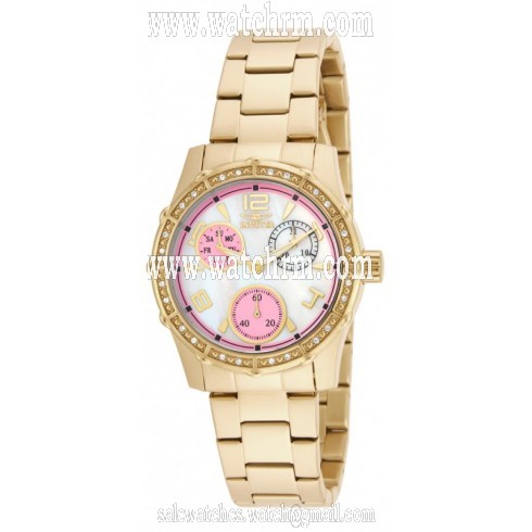 Invicta Angel Multi-Function White Mother of Pearl Dial Gold-plated Ladies Watch 16122