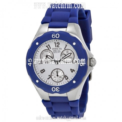 Invicta Angel Multi-Function White Sunray Dial Blue Silicone Ladies Watch 18788