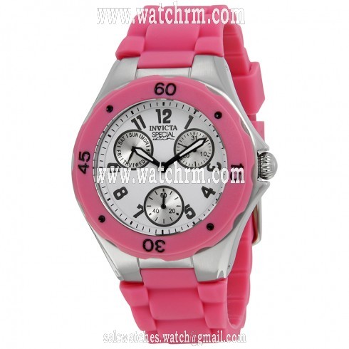 Invicta Angel Multi-Function White Sunray Dial Pink Silicone Ladies Watch 18791