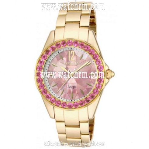 Invicta Angel Pink Mother of Pearl Dial 18kt Gold-plated Ladies Watch 15861