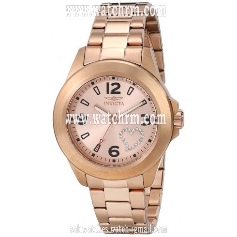 Invicta Angel Rose Gold tone with Crystal Heart Dial Ladies Casual Watch 17934