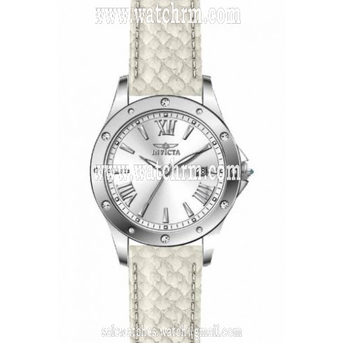 Invicta Angel Silver Dial Beige Leather Ladies Watch 14317