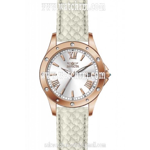 Invicta Angel Silver Dial Beige Leather Ladies Watch 14844