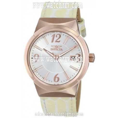 Invicta Angel Silver Dial Beige Leather Ladies Watch 15411