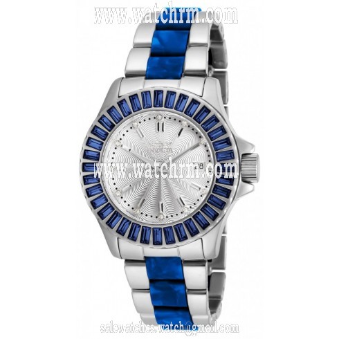 Invicta Angel Silver Dial Stainless Steel with Blue Horne Plastic Ladies Watch 18876