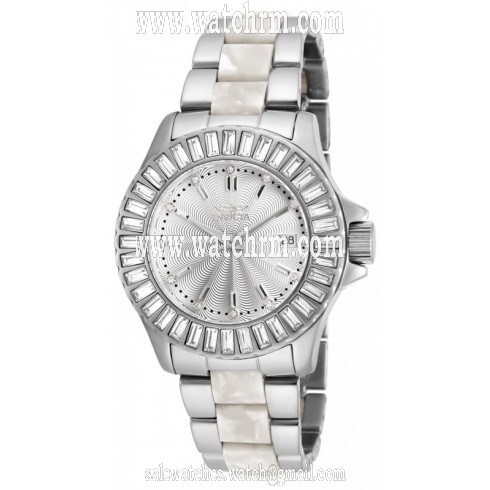 Invicta Angel Silver Dial Stainless Steel with Horne Plastic Ladies Watch 18874