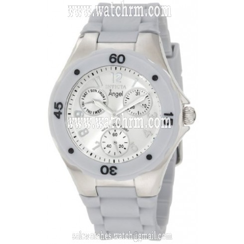 Invicta Angel Silver-tone Dial Silicone Quartz Ladies Watch 1273