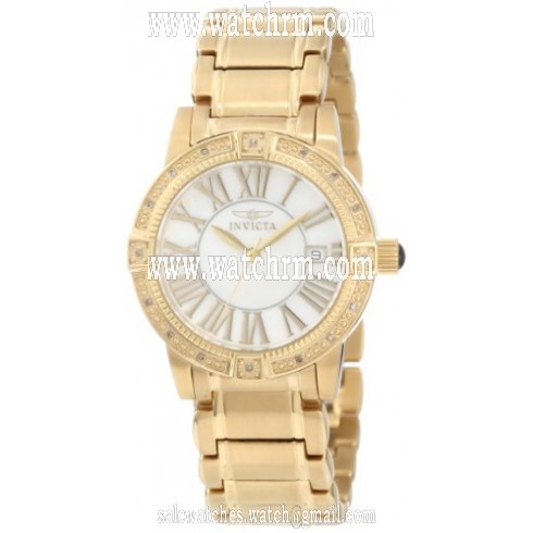 Invicta Angel White Dial Gold Ion-plated Stainless Steel Ladies Watch 13959